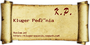 Kluger Peónia névjegykártya